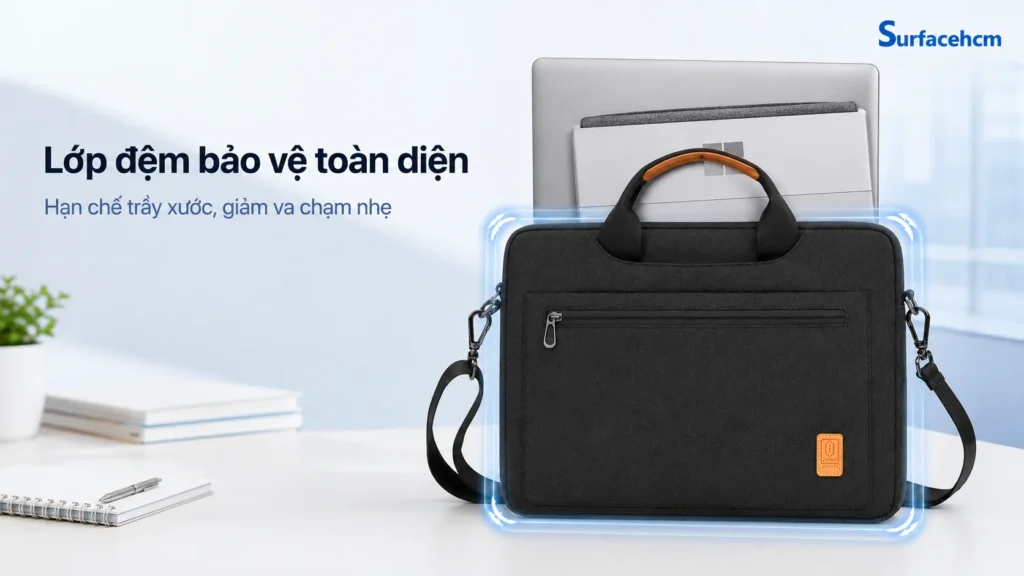 Ngăn laptop có lớp đệm bảo vệ của túi WiWU Pioneer Shoulder