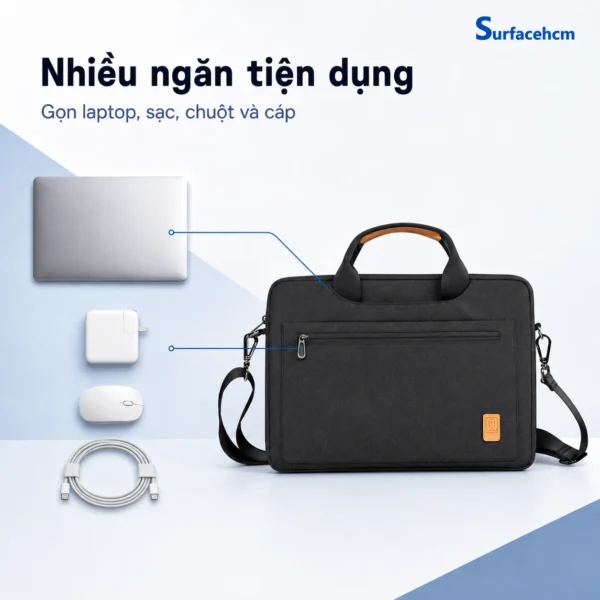 Túi WiWU Pioneer Shoulder đựng laptop sạc chuột và cáp