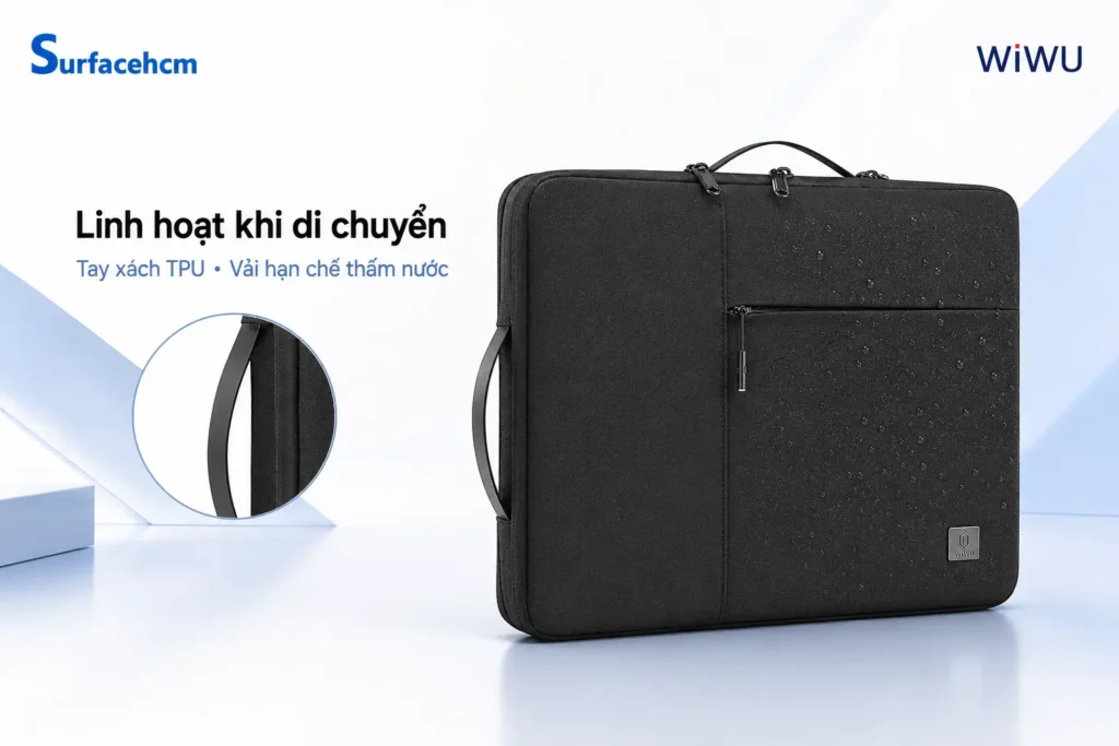 Tay xách TPU và vải nylon của WiWU Alpha Double Layer Sleeve