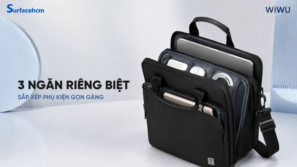 Ba ngăn chứa của túi WiWU Alpha Vertical Double Layer