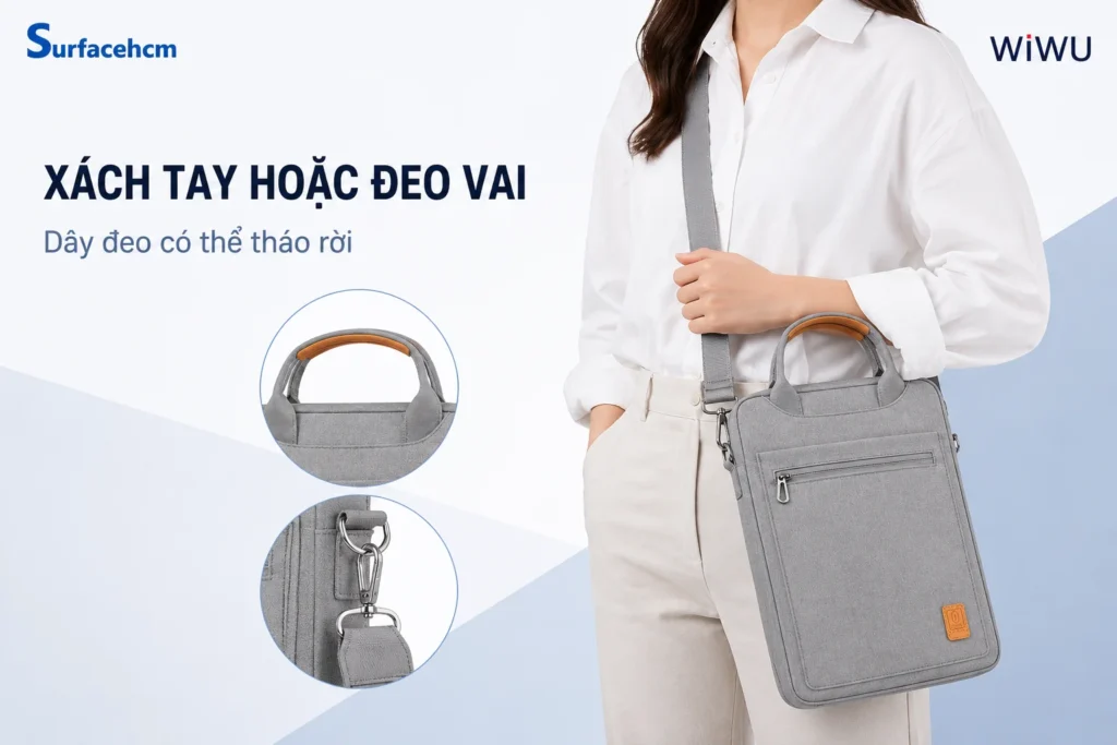 Đeo vai túi xách WiWU Tablet Bag 12.9 màu Xám