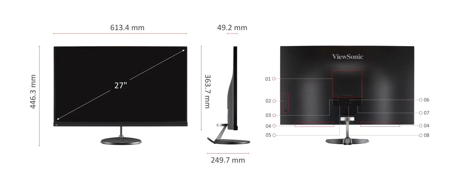 Thông số kỹ thuật Màn hình ViewSonic VX2785-2K-MHDU 27 inch Chính Hãng