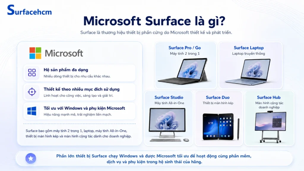 Microsoft Surface và các dòng thiết bị Surface phổ biến