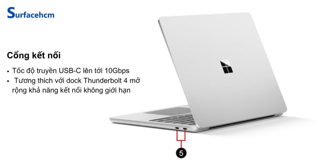 Cổng kết nối của Surface Laptop 13 inch Platinum 16GB 256GB