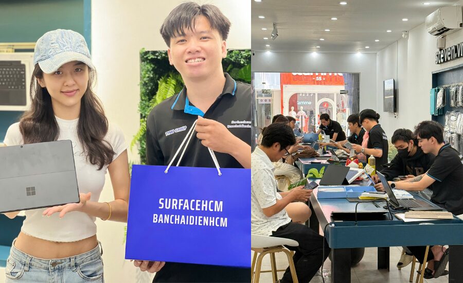 Khách hàng trải nghiệm máy tại Surfacehcm