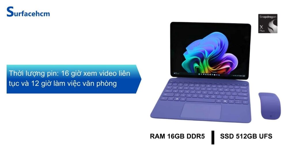 Dung lượng pin của Surface Pro 12 inch Violet 16GB 512GB