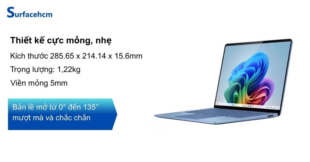 Thiết kế của Surface Laptop 13 inch Ocean 16GB 512GB