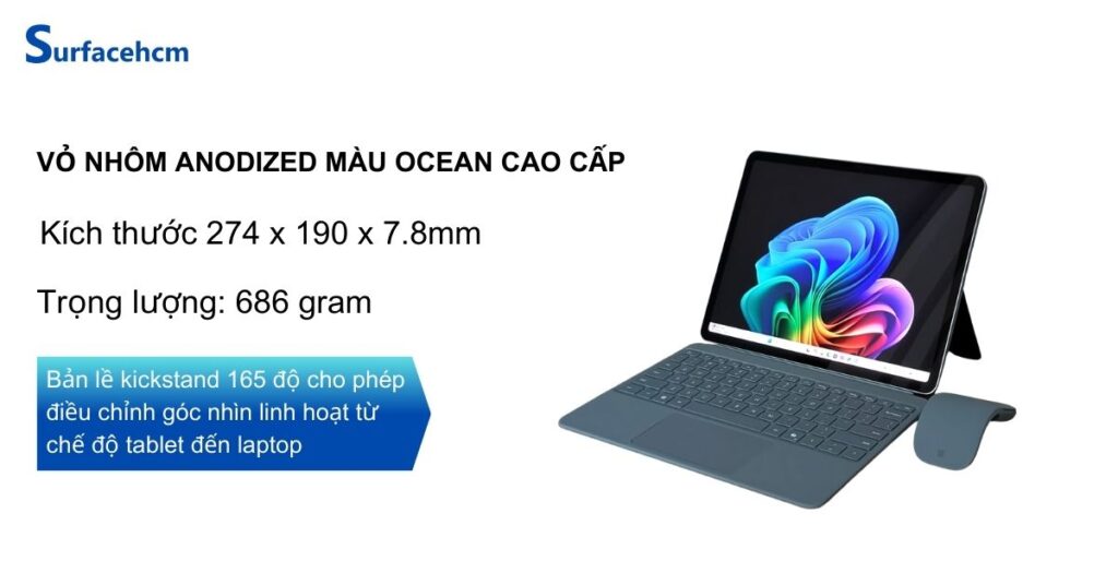Thiết kế của Surface Pro 12 inch Ocean 16GB 512GB