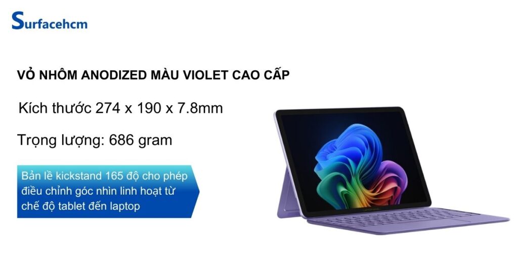 Thiết kế của Surface Pro 12 inch Violet 16GB 512GB