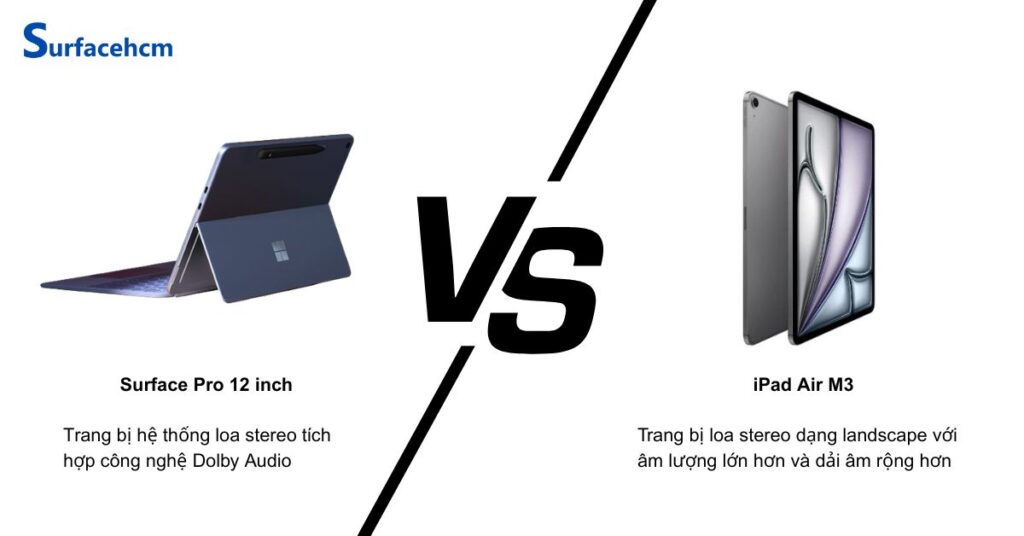 So sánh loa của Surface Pro 12 inch và iPad Air M3
