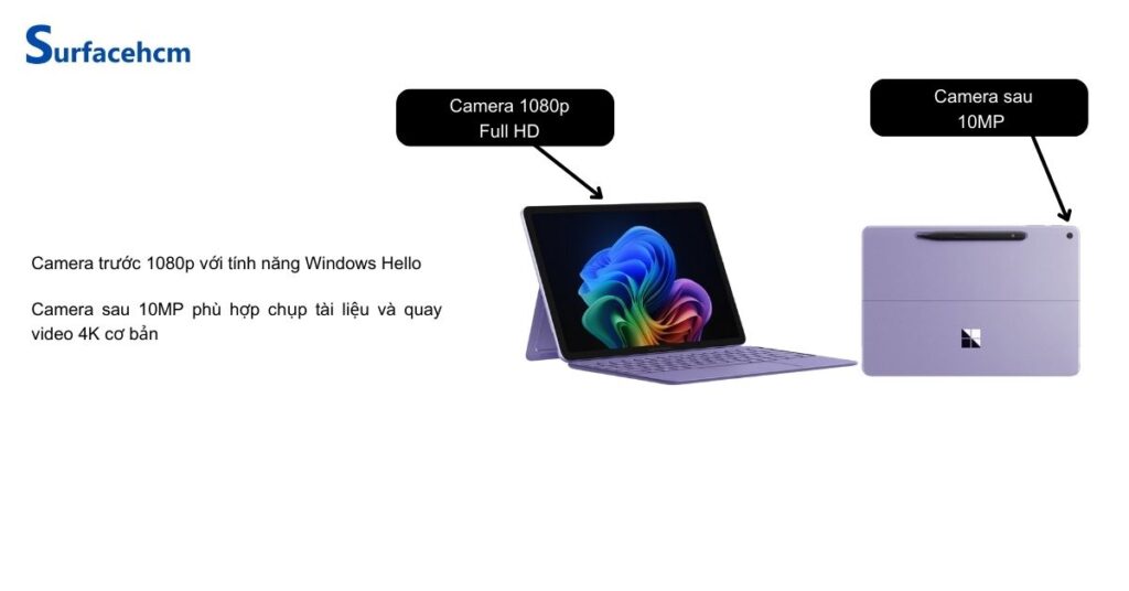 Surface Pro 12 inch có camera trước 1080p và camera sau 10 MP