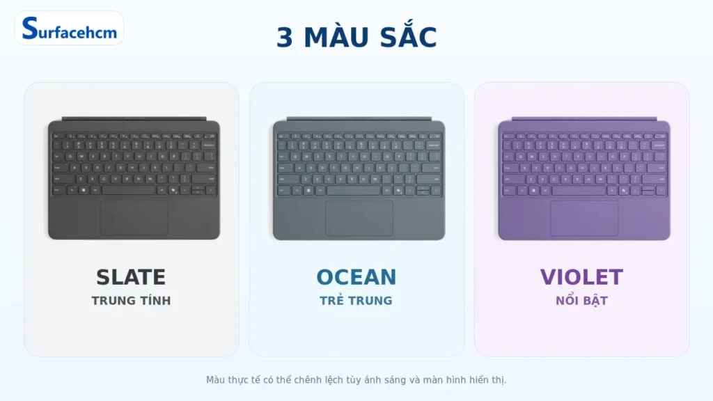 Ba màu Slate, Ocean và Violet của bàn phím Surface Pro 12 inch