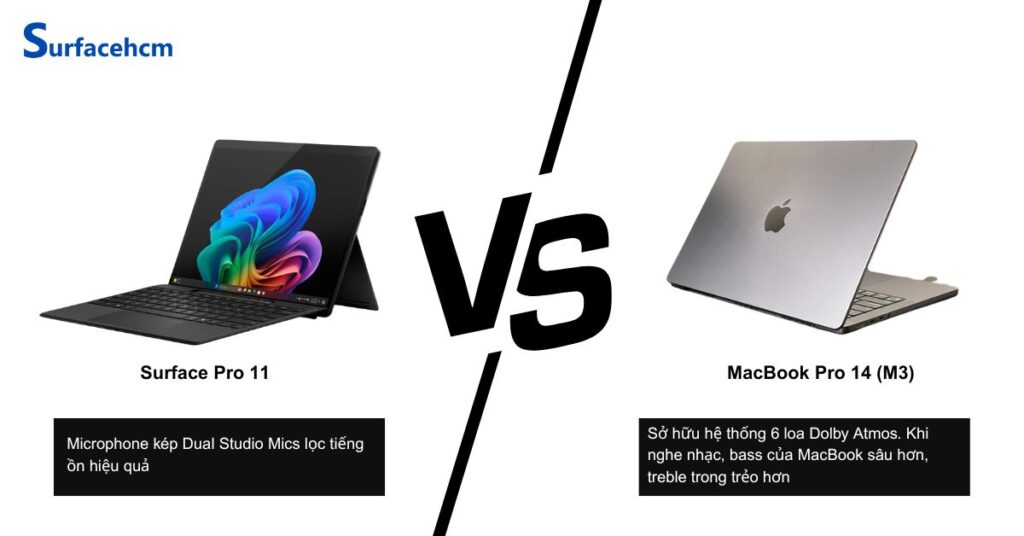 am thanh macbook pro 14 m3 vuot troi hon surface pro 11