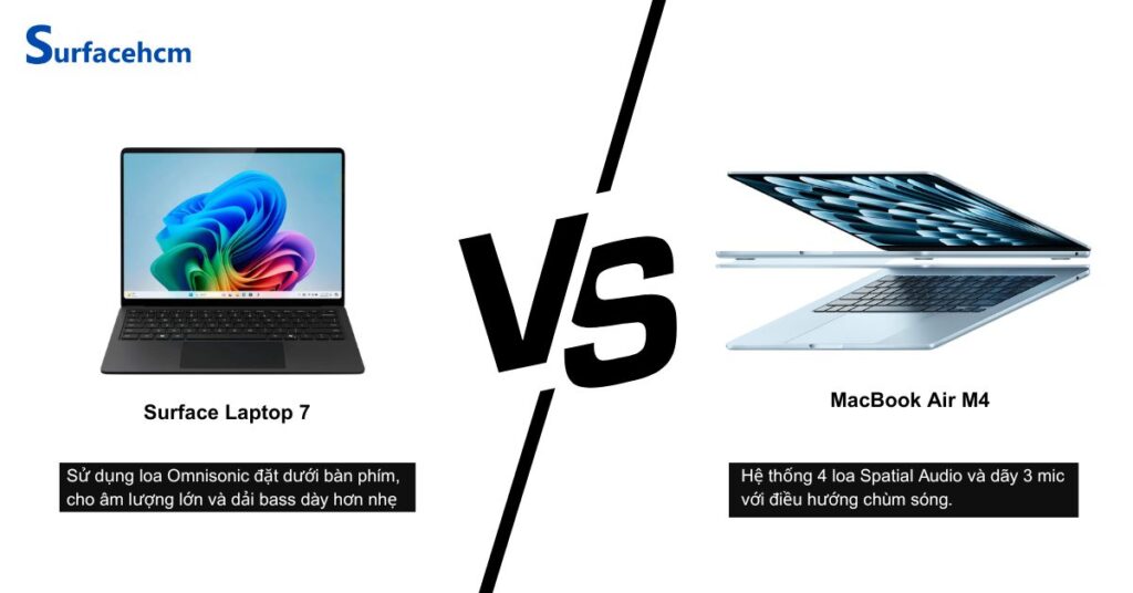 am thanh surface laptop 7 va macbook air m4