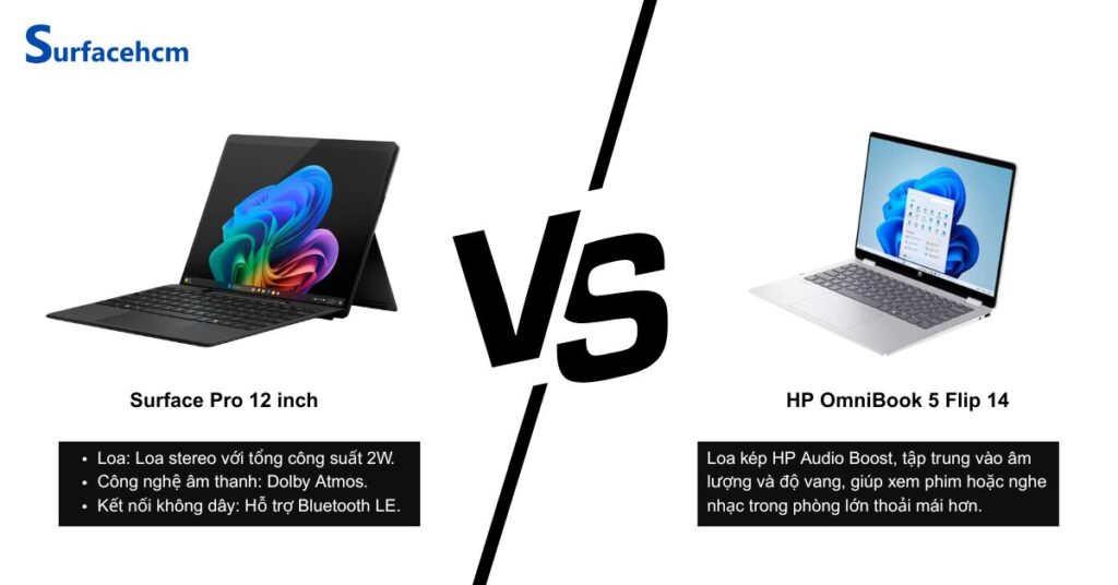 am thanh surface pro 12 inch vs hp omnibook 5 flip 14