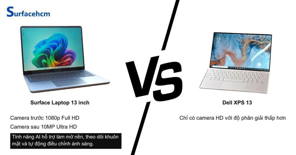 camera Surface Laptop 13 inch tot hon Dell XPS 13