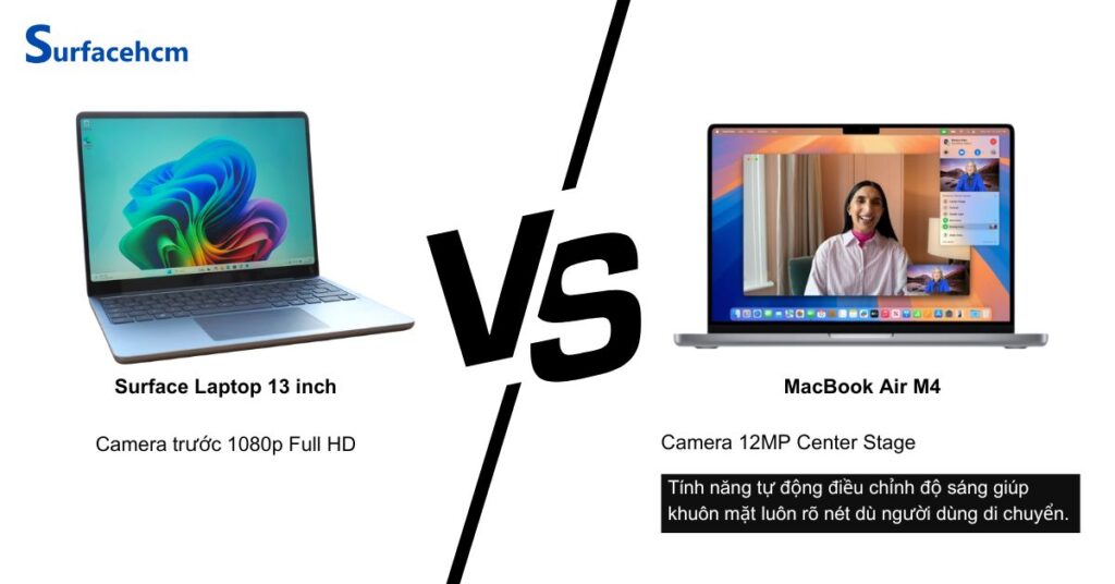 camera macbook air m4 vuot troi hon surface laptop 13 inch