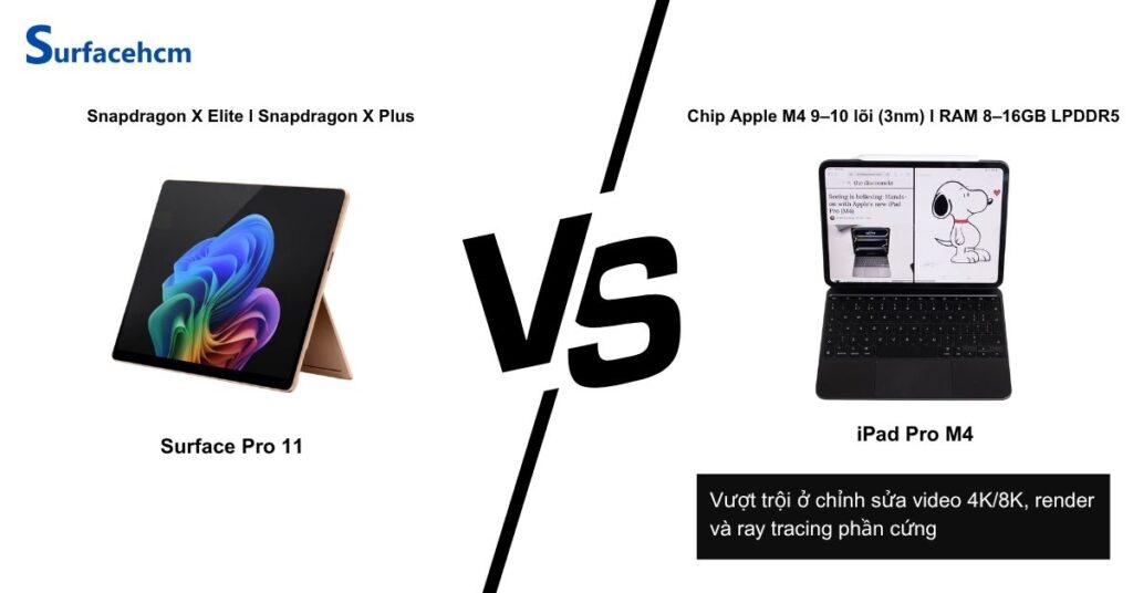 hieu nang surface pro 11 va ipad pro m4
