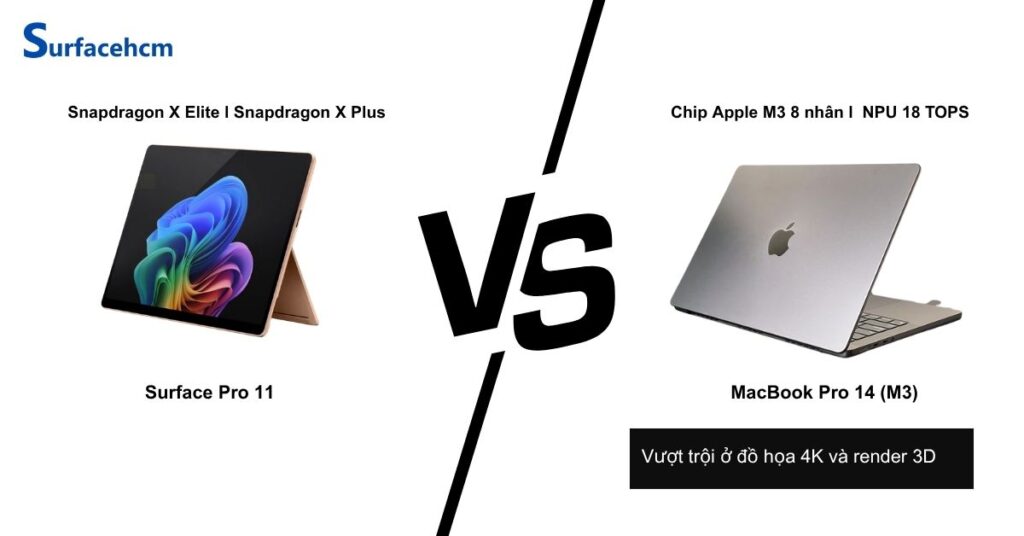 hieu nang surface pro 11 va macbook pro 14 m3