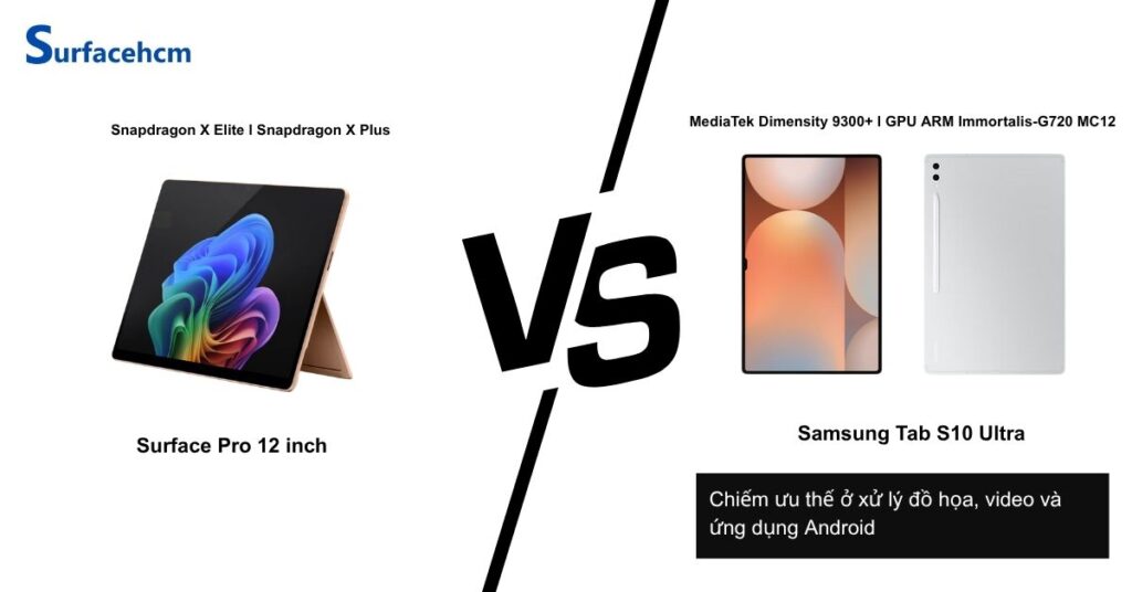 hieu nang surface pro 12 inch va samsung galaxy tab s10 ultra