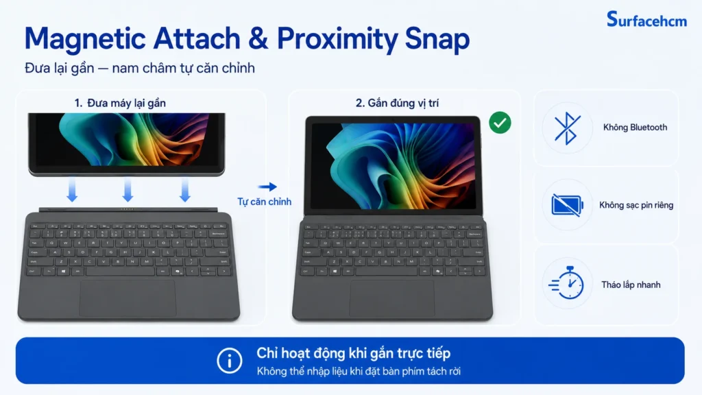 Magnetic Attach và Proximity Snap trên bàn phím Surface Pro 12 inch