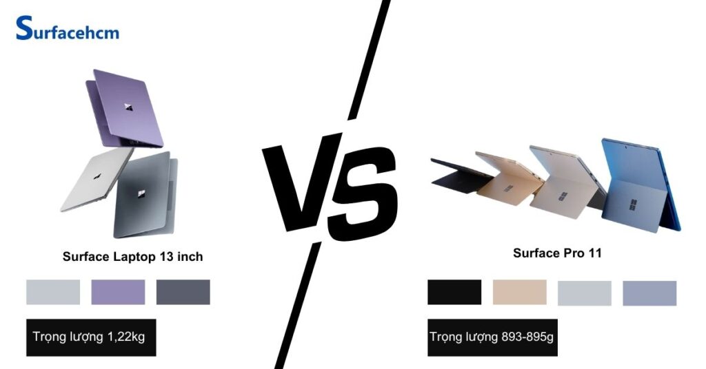 surface laptop 13 inch voi surface pro 11 co tinh di dong cao