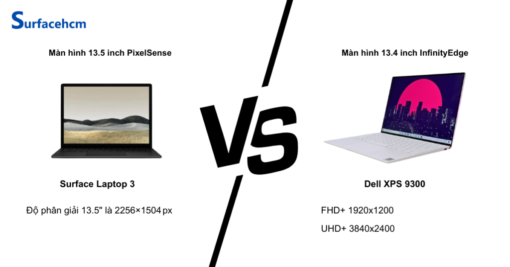 Màn hình Surface Laptop 3 và Dell XPS 9300