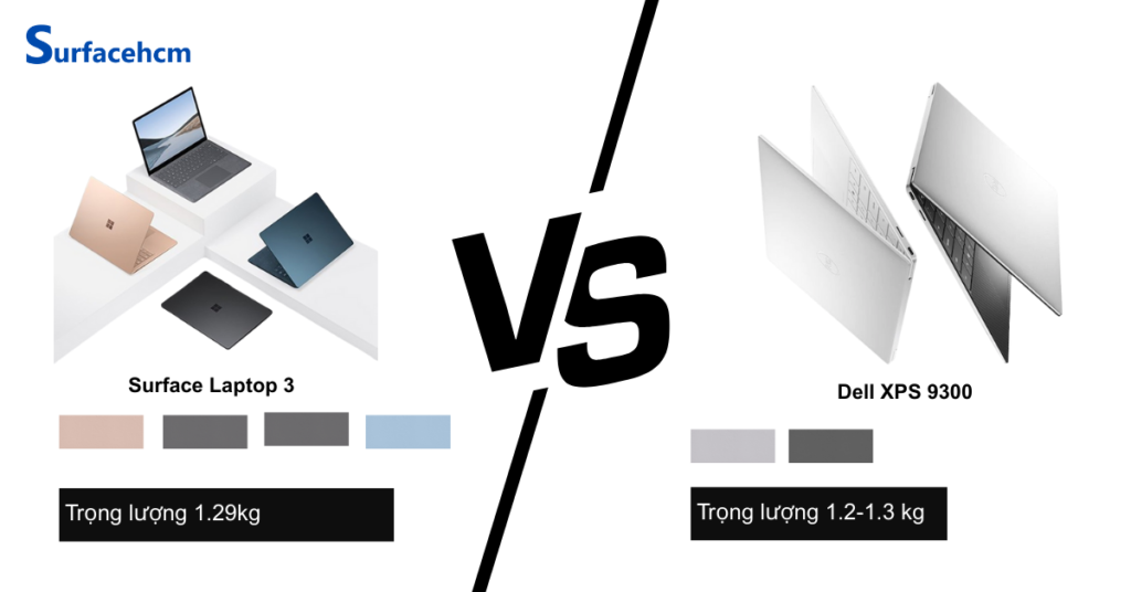 Thiết kế Surface Laptop 3 và Dell XPS 9300