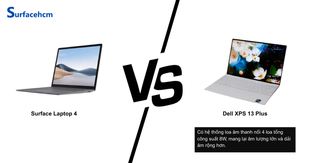 Âm thanh Surface Laptop 4 cân bằng, Dell XPS 13 Plus mạnh mẽ