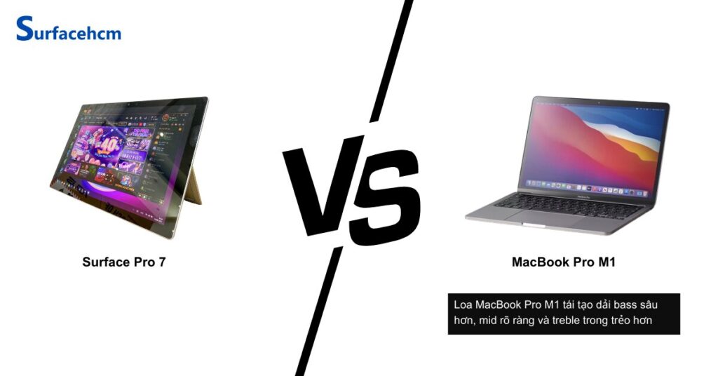 Âm thanh Surface Pro 7 đủ dùng,  MacBook Pro M1 sống động hơn