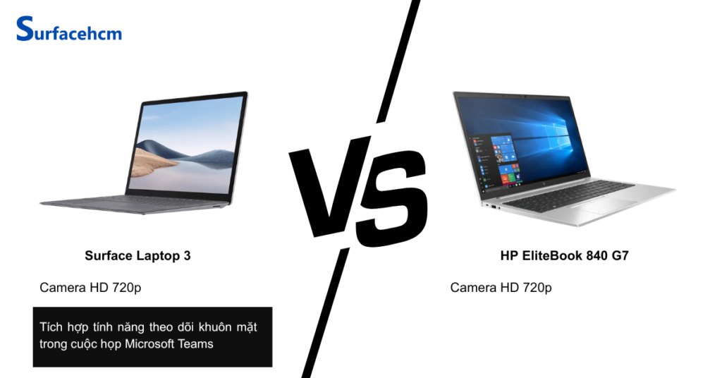 Camera Surface Laptop 3 và HP EliteBook 840 G7 chất lượng tương đương