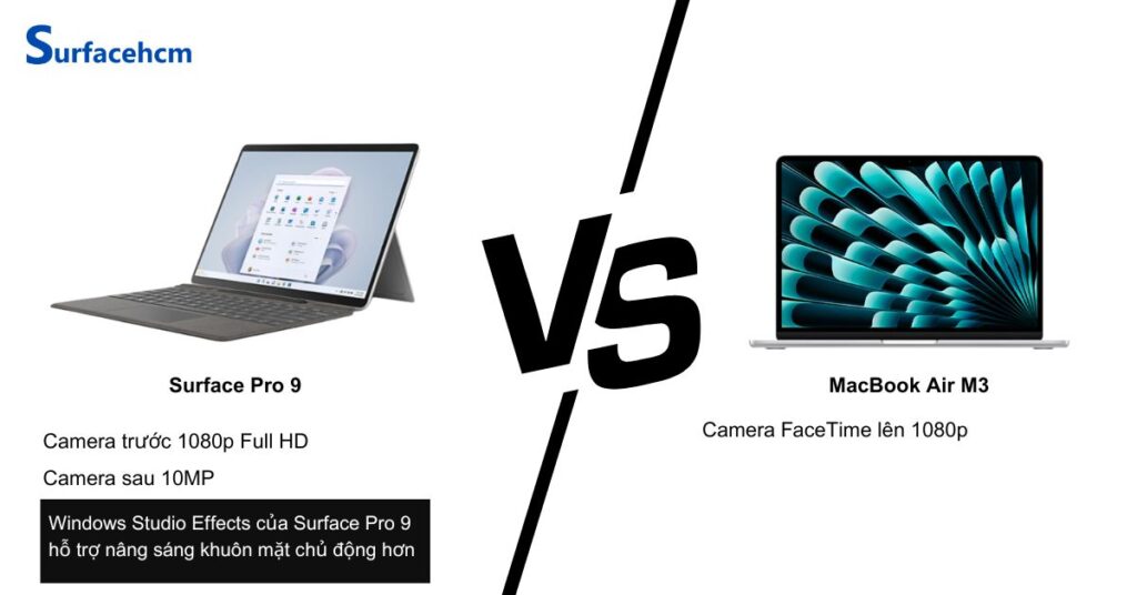 Surface Pro 9 có camera vượt trội hơn Macbook Air M3