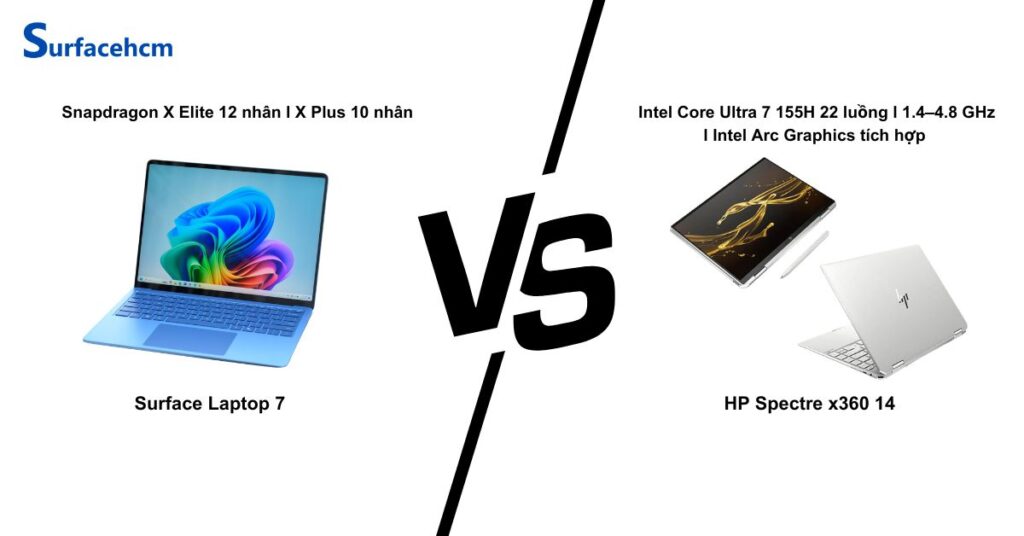 Surface Laptop 7 có thời lượng pin khỏe hơn HP Spectre x360 14