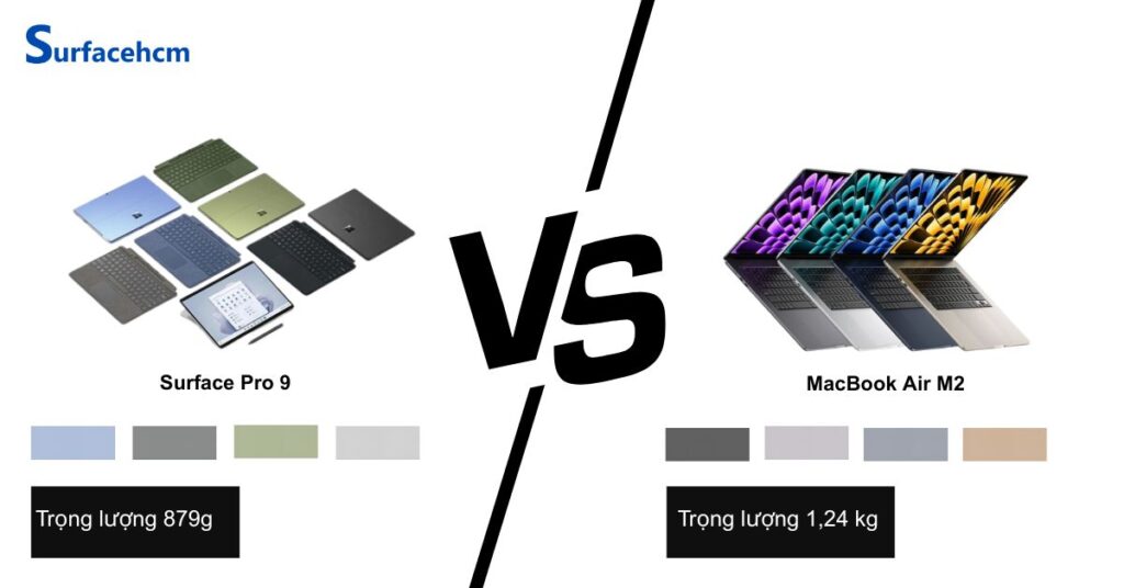 Surface Pro 9 có độ linh hoạt cơ động hơn so với MacBook Air M2 .