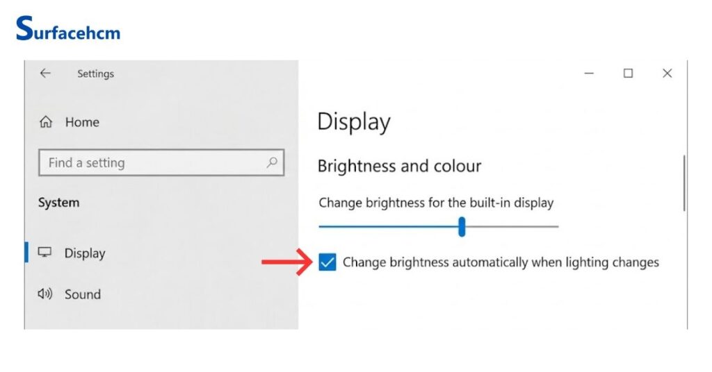 Tiết kiệm pin laptop surface bằng cách giảm độ sáng và tắt Adaptive Brightness