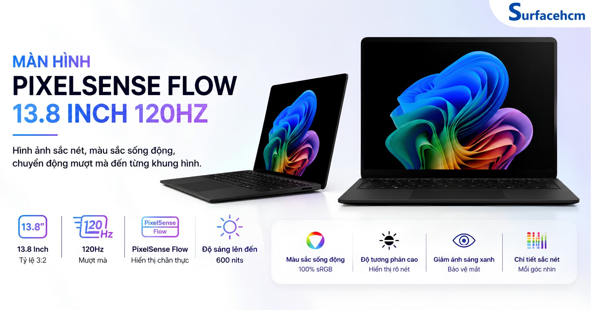 Màn Hình PixelSense Flow 13.8 Inch 120Hz Hiển Thị Mượt Mà Và Chính Xác