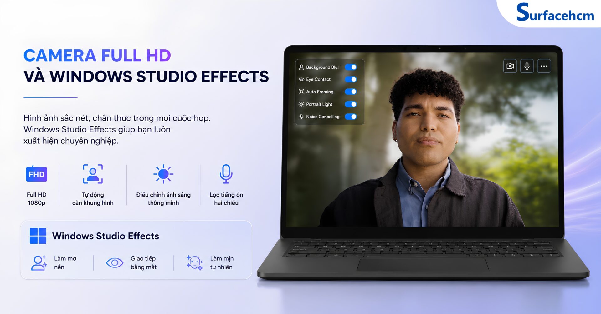 Camera Full HD Và Windows Studio Effects Giúp Cuộc Họp Trực Tuyến Chuyên Nghiệp Hơn