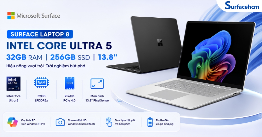 Surface Laptop 8 Inch Intel Core Ultra 5 32GB 256GB 13.8" Chính Hãng