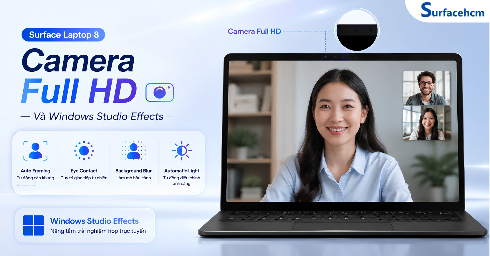 Camera Full HD Và Windows Studio Effects Giúp Cuộc Họp Trực Tuyến Chuyên Nghiệp Hơn