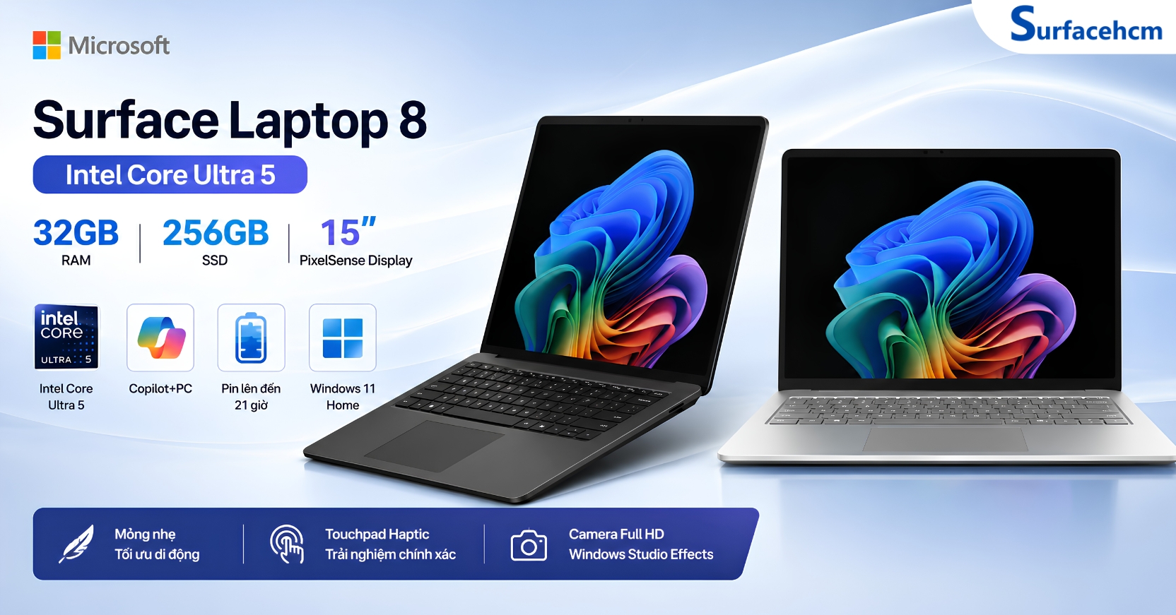 Surface Laptop 8 Intel Core Ultra 5 32GB 256GB 15" Chính Hãng