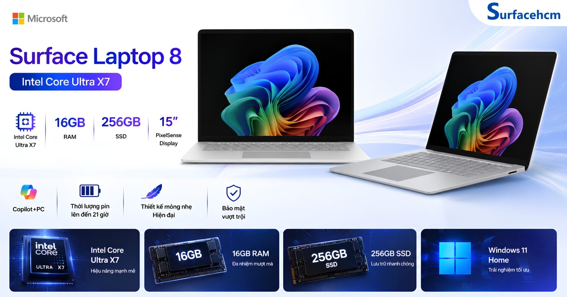 Surface Laptop 8 Intel Core Ultra X7 16GB 256GB 15" Chính Hãng