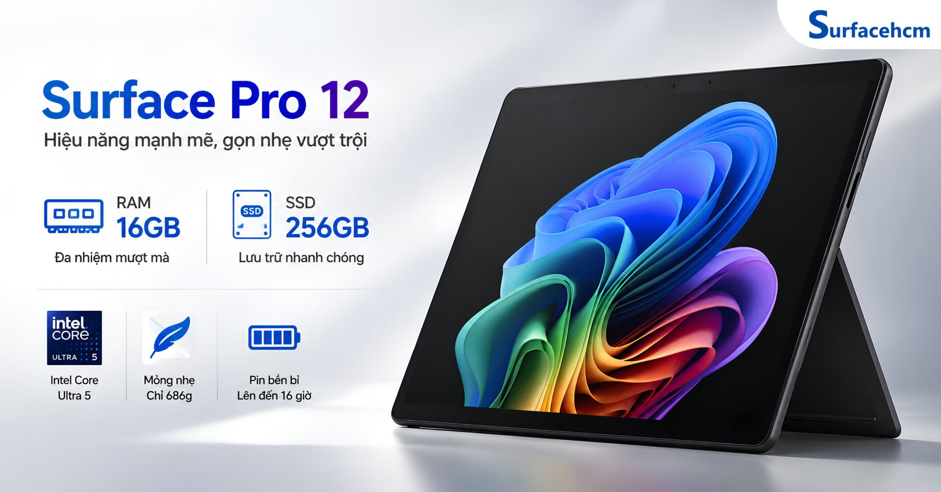 Surface Pro 12 Wifi Intel Core Ultra 5 16GB 256GB Chính Hãng