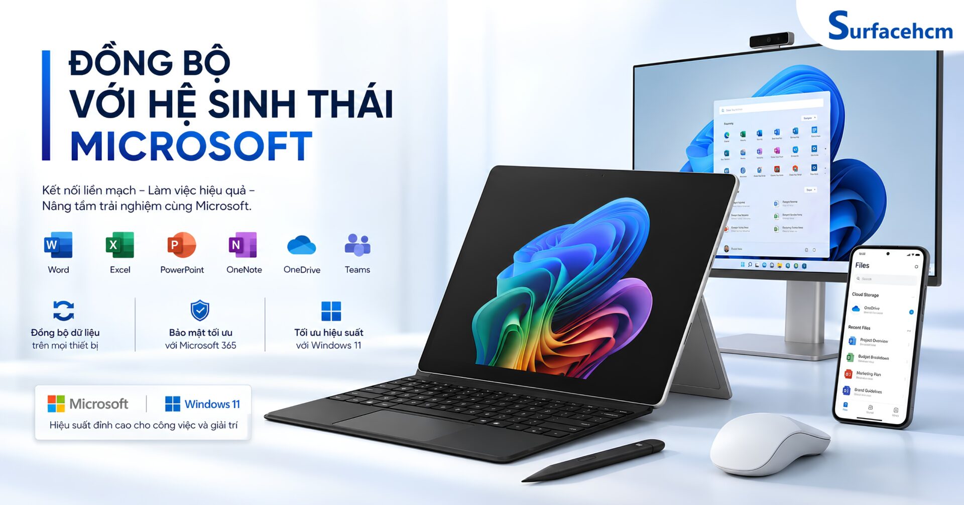 Surface Pro 12 phát huy tối đa hiệu quả khi hoạt động cùng hệ sinh thái Microsoft