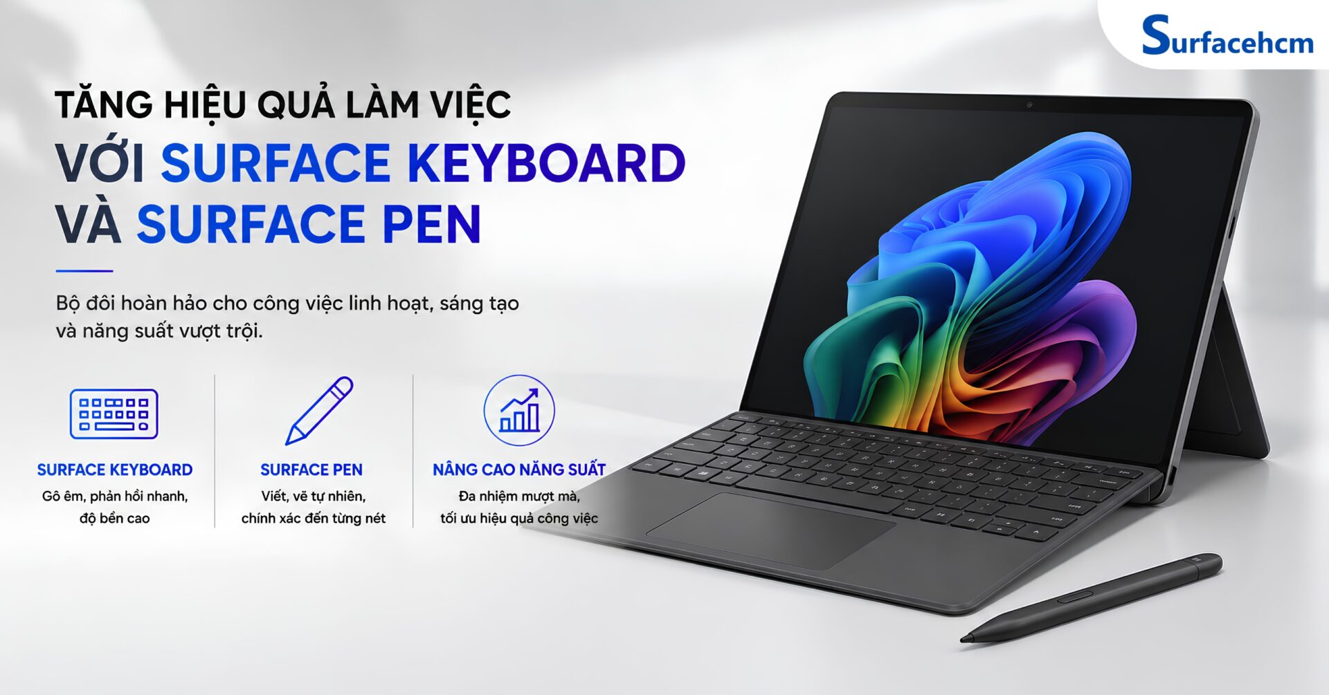 Tăng Hiệu Quả Làm Việc Với Surface Pro Keyboard Và Surface Slim Pen
