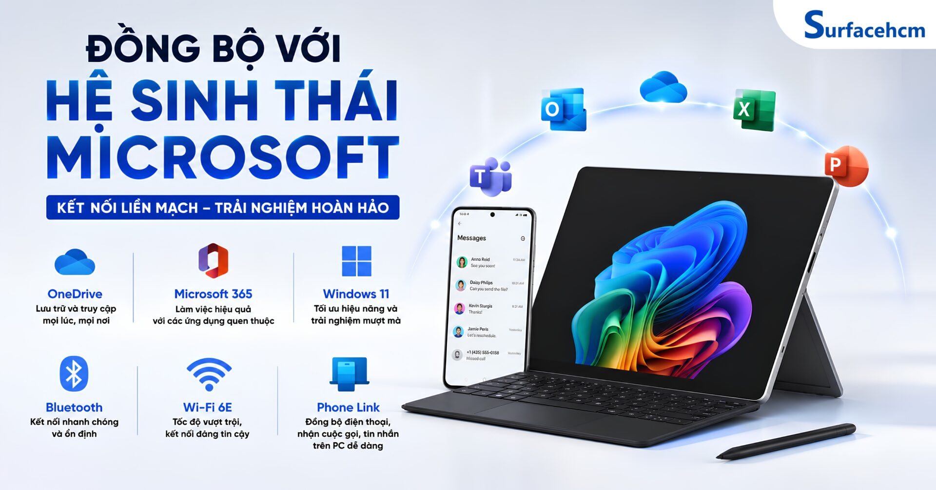 Surface Pro 12 phát huy tối đa hiệu quả khi hoạt động cùng hệ sinh thái Microsoft
