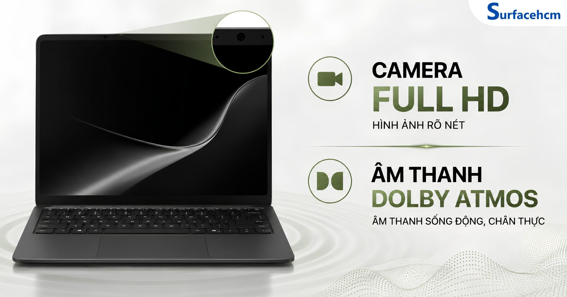 Camera Full HD, Âm Thanh Dolby Atmos Cho Trải Nghiệm Họp Trực Tuyến Chuyên Nghiệp