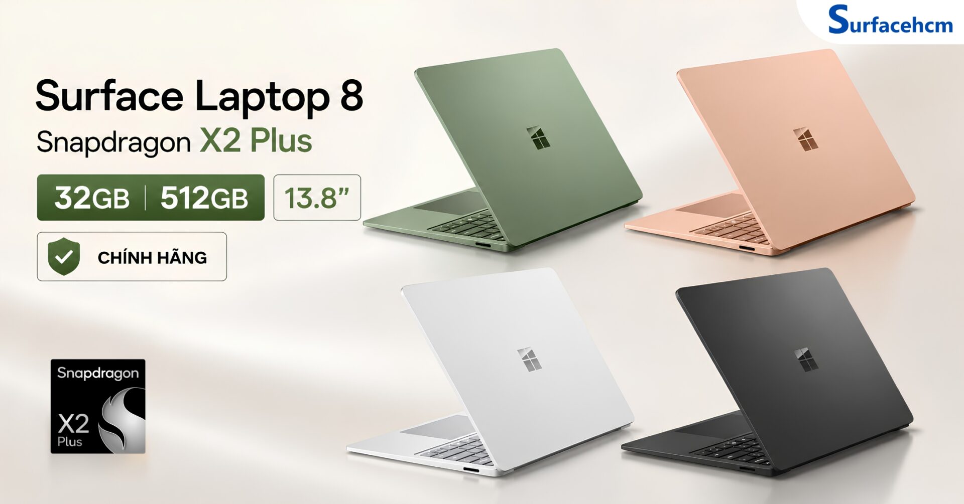 Surface Laptop 8 Snapdragon X2 Plus 32GB 512GB 13.8” Chính Hãng