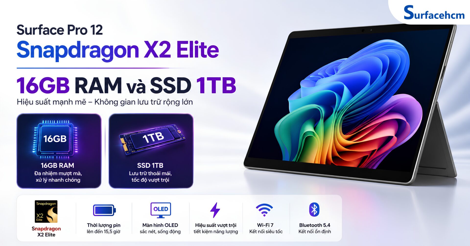RAM 16GB LPDDR5X Và SSD 1TB - Không Gian Lưu Trữ Rộng Lớn Cho Người Dùng Chuyên Nghiệp