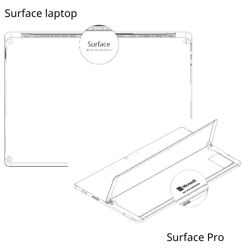 Ảnh minh họa vị trí Serial Number trên máy Surface