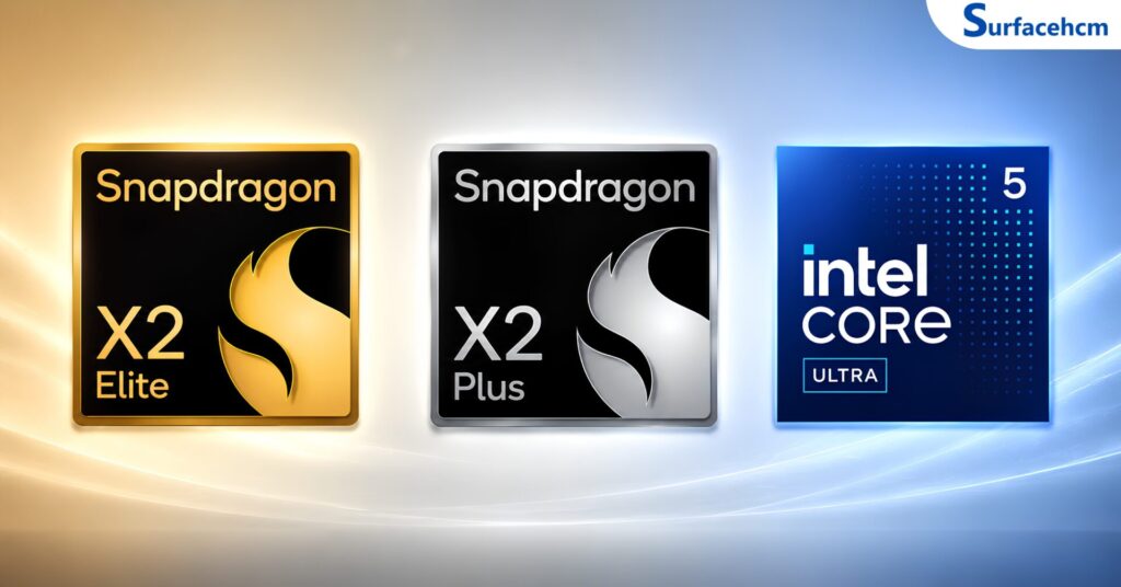 Intel Core Ultra Series 3 và Snapdragon X2 trên Surface Pro 12 2026